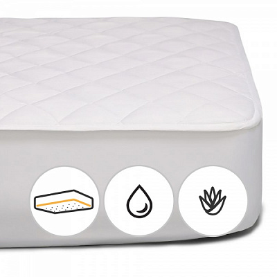 Наматрасник MirSon Natural Line Стандарт Silk Aloe Vera 979 водонепроницаемый с резинкой по периметру 26х180x190 см 2200000839480 