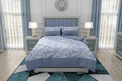 Комплект постельного белья Папоротник 1,5 голубой с белым Rigel 