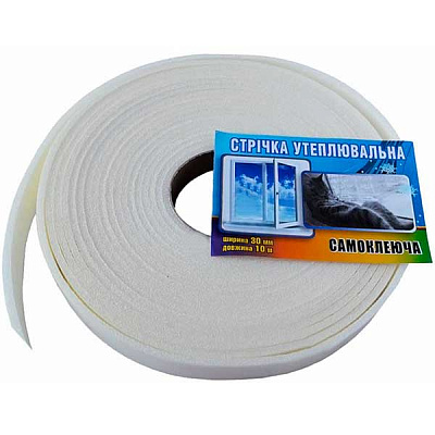 Уплотнитель самоклеящийся прямоугольный ППЭ Rolli 30x4мм 10 м 10 м белый 