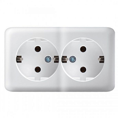 Розетка двойная с заземлением Lezard Viola без шторок без крышки белый 751-0200-127В