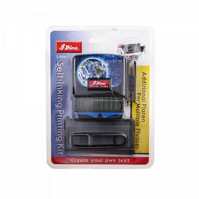 Текстовый штамп S-884 5 строк 18х47 мм укр./рус. шрифт 2 текстовые пластины черный корпус Shiny