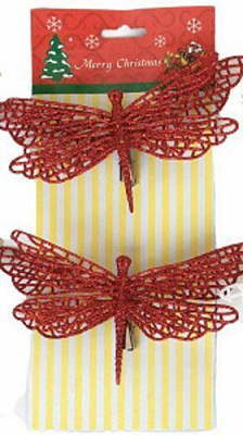 Набір новорічних декорацій Метелик 17 см 2 шт. SD16-007R