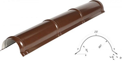 Планка конька круглого RAUNI мат 2 м RAL 8017 