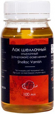 Лак шеллачный на спиртовой основе светлый 100 мл желто-оранжевый ТАИР