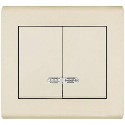 Вимикач двоклавішний Makel Manolya з підсвіткою 10 А 250В слонова кістка 41010023