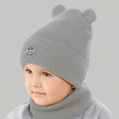 Комплект шапка + баф для хлопчиків Elf-kids Ганс р.46-48 сірий