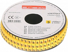 Маркер кабельний E.NEXT №3 500 шт./уп. 2-4 мм жовтий 