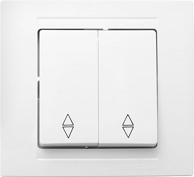 Вимикач прохідний двоклавішний Gunsan Moderna без підсвітки 16 А 250В білий MD 29 11 109