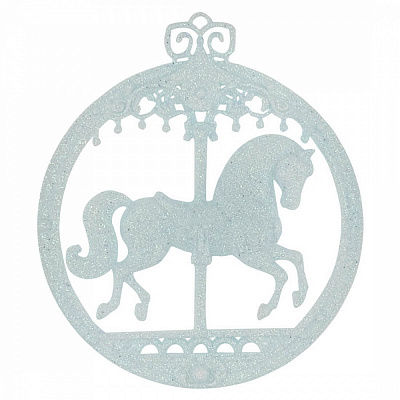 Украшение новогоднее MIS LT Лошадка-карусель 12 см голубой