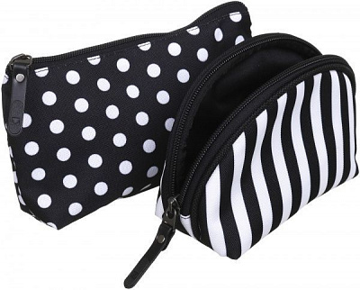 Набор косметичек Bagland Белый горох черный с белым 
