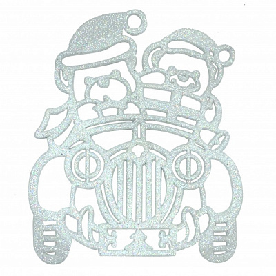 Елочная игрушка Ведмеді на машині 12x12 см белый