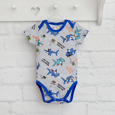 Боди детское для мальчика Blanka Акулята р.68 серый 110296 