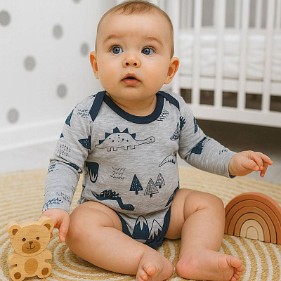 Боді дитяче для хлопчика Blanka Діно р.74-80 сірий 110843