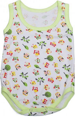 Боди Domtex Совята р.68 белый с принтом 155723 