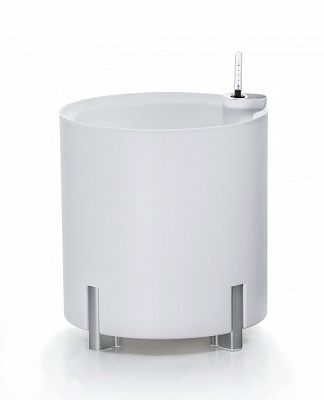 Горщик пластиковий Mondum Медітеранео 40x45x28 см (ніжки срібні/ коричневі) круглий 28 л білий