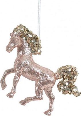 Декорація новорічна Кінь з паєтками 11 см MC19-DJS05-S-900G