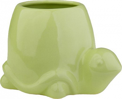 Кашпо керамическое 3104-9,5 черепаха фигурный зеленый 