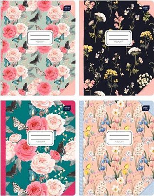 Тетрадь школьная 48 листов в клетку Botanique 2 в ассортименте InterDRUK