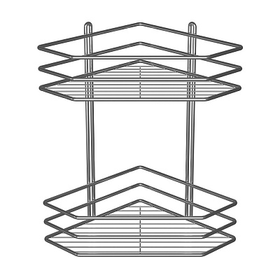 Полиця для ванної Метал-Стиль кутова 25 см 2-ярусна хром ПВ-25232