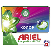 Капсулы для машинной стирки Ariel Все-в-1 Для цветного 12 шт.
