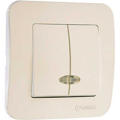 Вимикач двоклавішний Makel Lillium Natural з підсвіткою 10 А 250В слонова кістка 55223