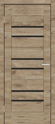 Блок дверной ОМиС BIT 06 ВG L ПО черное стекло 650 мм дуб леон