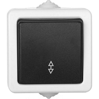 Перемикач вологозахищений одноклавішний Титан без підсвітки 10 А 220В білий із чорним 88621