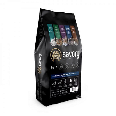 Корм Savory для довгошерстих котів 8 кг (лосось)