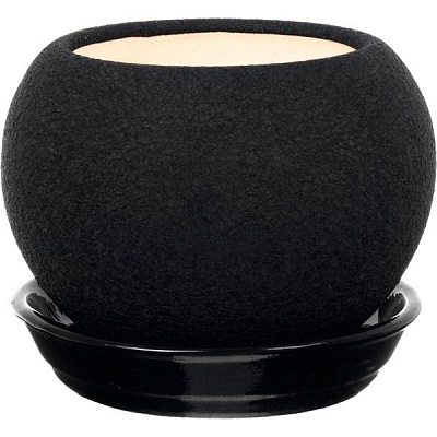 Горщик керамічний Оріана-Запоріжкераміка Куля шовк круглий 4,1л чорний