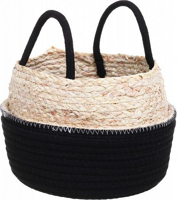 Кошик плетений маленький 23х18 см чорний