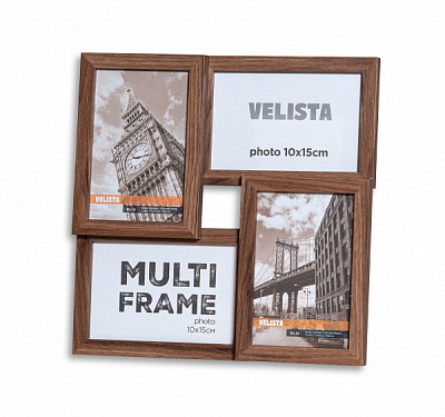 Мультирамка Веліста 15W-6012-3v 4 фото 10x15 см світло-коричневий