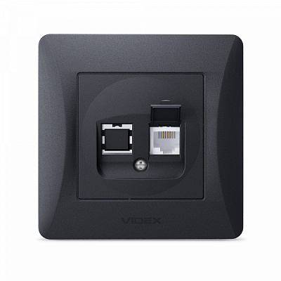 Розетка телефонна Videx Binera CAT3 IP20 чорний графіт VF-BNSK1TF3-BG