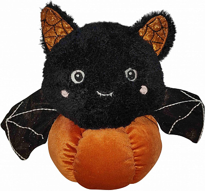 Декорація Гелловін кажан на гарбузику чорний із помаранчевим 39х21х32 см
