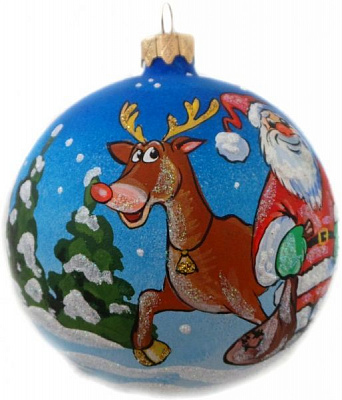 Шар стеклянный Дед Мороз 2 d100 К-411-100 синий