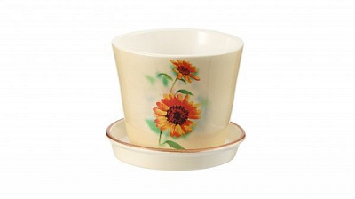 Горщик керамічний Керамол Євро 1 (Надхення) круглий 0,5 л бежевий