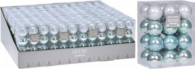 Набор елочных шаров пластиковых голубых d30 мм 24 шт./уп. 