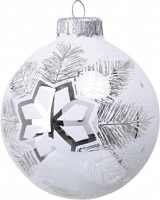 Шар новогодний снежная коллекция d 80 мм белый