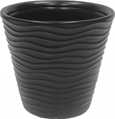 Горшок пластиковый Prosperplast Wave круглый 12л антрацит (71062-433) 