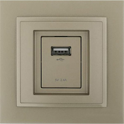 Розетка USB із заземленням Mono Despina без шторок без кришки титан 102-222205-177