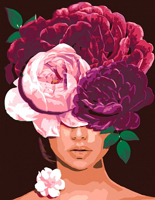 Набор, техника акриловая живопись по номерам Девушка и Пионы 35х45 см Rosa Start 