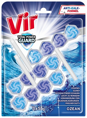 Туалетный блок VIR Total Power Guard Океан 3x55 г 