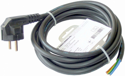 Провод с вилкой Одескабель H05VV-F 3G1,5 DE 1 R 2 (Ч15270) 2,7 м с заземлением 250В 16А черный