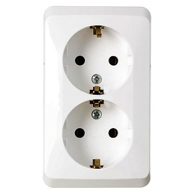 Розетка двойная с заземлением Schneider Electric Prima без шторок белый WDE001048