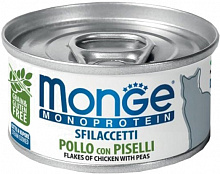 Корм для котів Monge Monoprotein м'ясні пластівці з курки та горошком 80 г