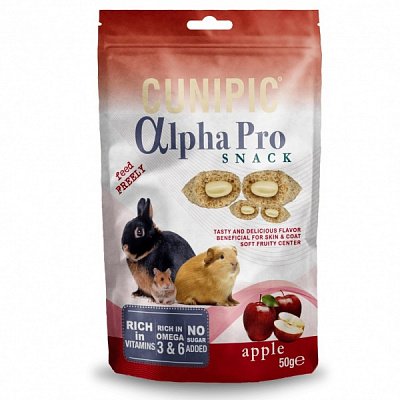 Снеки CUNIPIC Alpha Pro для кроликів та гризунів (яблучні подушечки із кремовою начинкою) 50 г