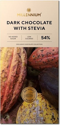 Шоколад Millennium чорний зі стевією 54% 100 г (4820075508944)