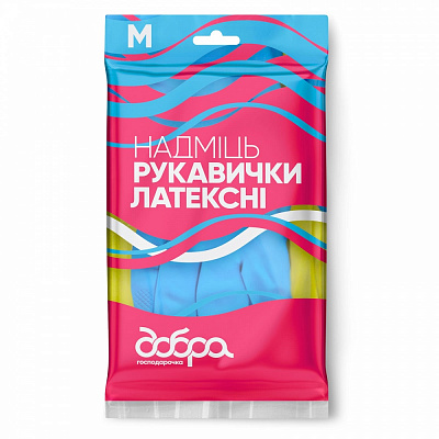 Перчатки латексные Добра господарочка «Надміць» суперкрепкие р.M 1 пар/уп.