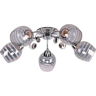 Люстра стельова Геотон НПБ 02-5х60-922 K069-5 5x60 Вт E27 сірий димчастий/хром