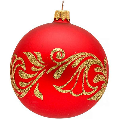 Куля скляна d80 3042Н золотий/червоний