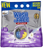 Пральний порошок для машинного та ручного прання Wash&Free Intense Жасмин і лаванда 1,5 кг